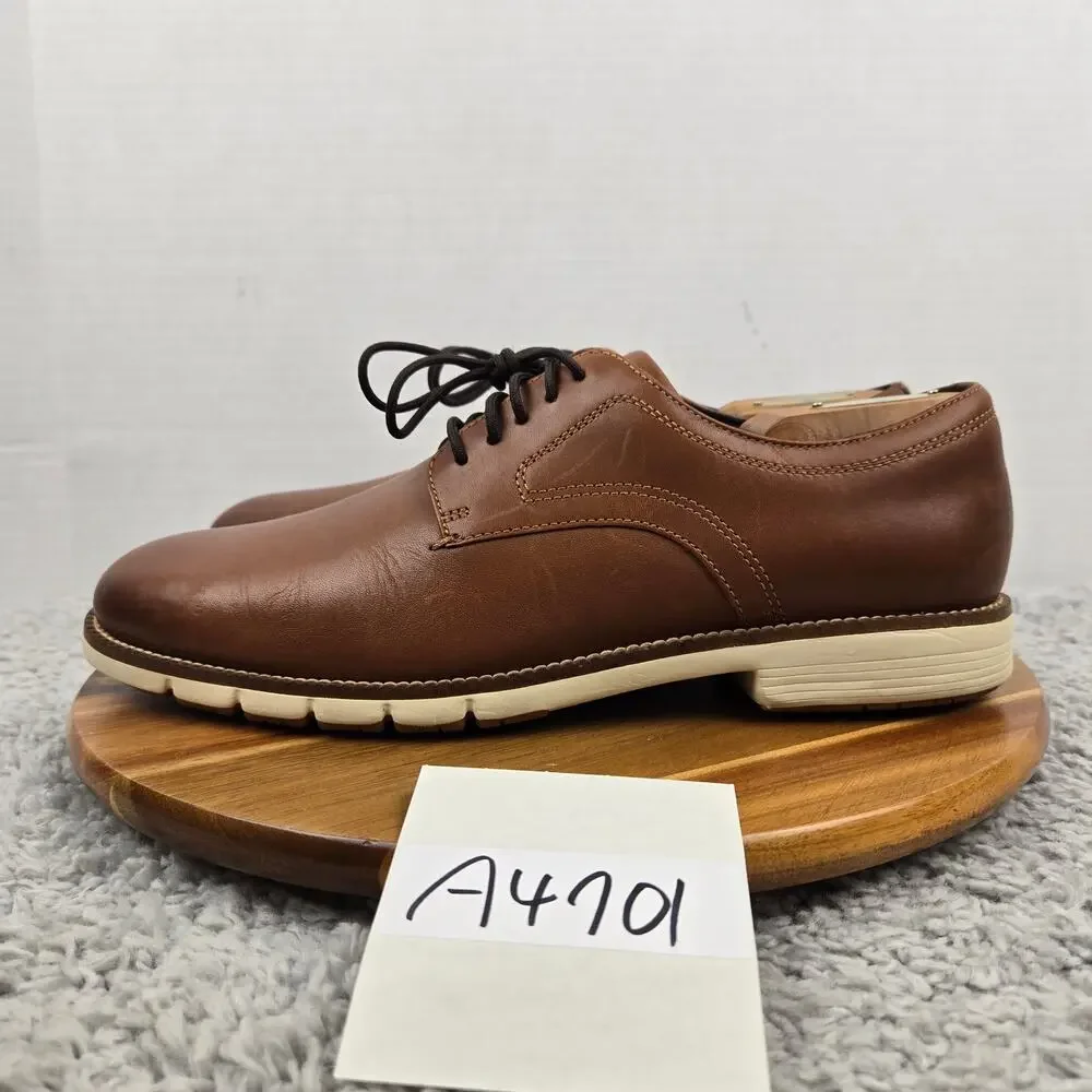 Cole Haan Mens 10.5M FlexGrand 360 Plain Toe Brown Leather Casual Derby Oxford